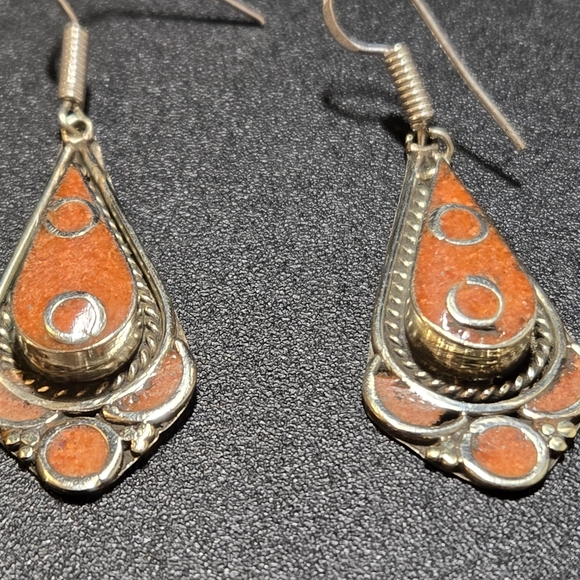 New Handmade Tibetan Silver Earrings - Picture 3 of 3